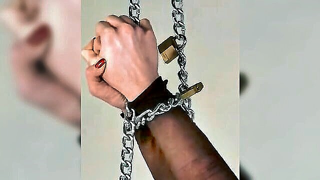gag, rough sex, high heels - redhead in chains rough sex