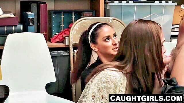 Peyton Coast, Sienna Day - caught shoplifting teen threesome