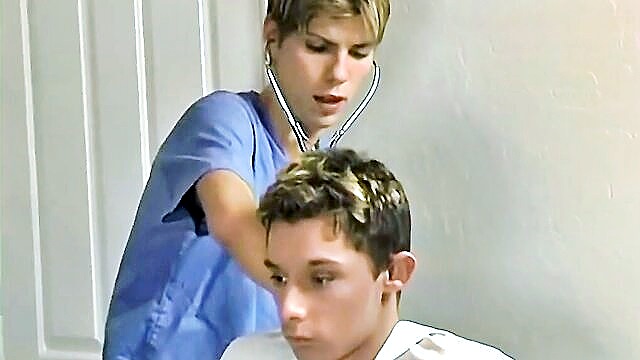 doctor, young man, twink - gay twink doctor exam