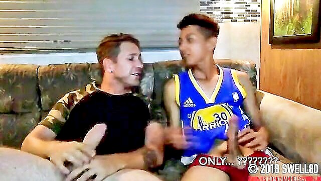 handjob, oral, latino - young latino guy sucks and fucks hairy guy