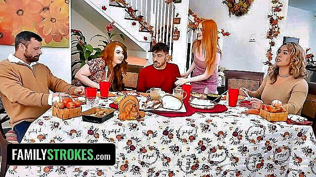 Cherry Fae, Arietta Adams, Nade Nasty - thanksgiving lunch threesome familystrokes