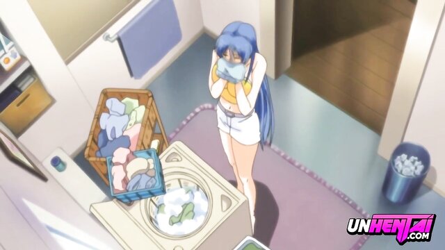 caught sniffing, uncensored hentai, censored hentai - stepsister sniffs cum socks