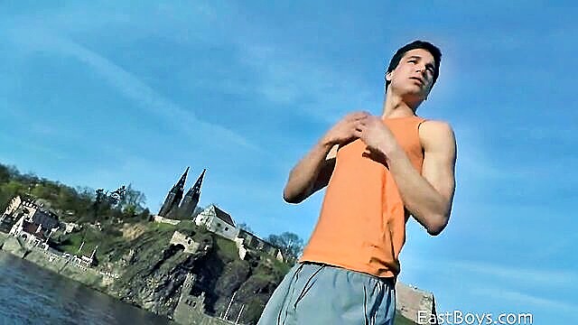 uncut, gay czech hunter, european - gay camping sex show