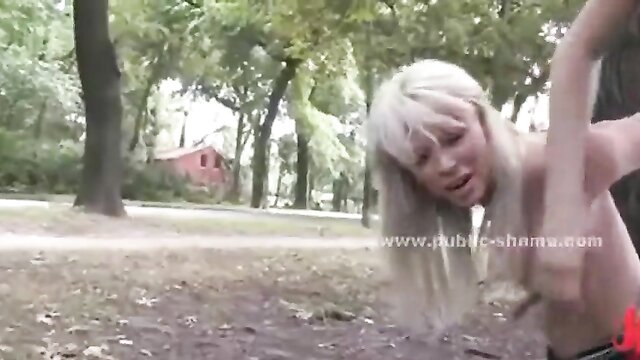 public, extreme, wild - sadomasochistic bdsm scene with a submissive brunette