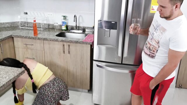 Katalina Linda, Kourtney Love - big boobs latina gets fucked hard by her boss and robbed by wife