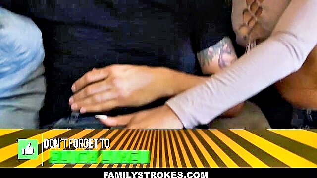 teen brunette, latina chick, huge natural boobs - family movie night handjob fuck