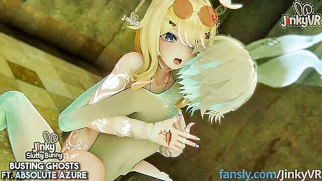 squatting on dildo, kitsunami the fennec (sonic), human on anthro - vr sex ghost cock