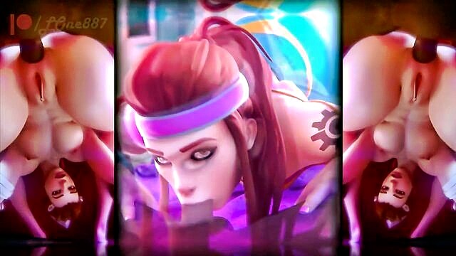 squatting on dildo, kitsunami the fennec (sonic), human on anthro - overwatch sfm compilation