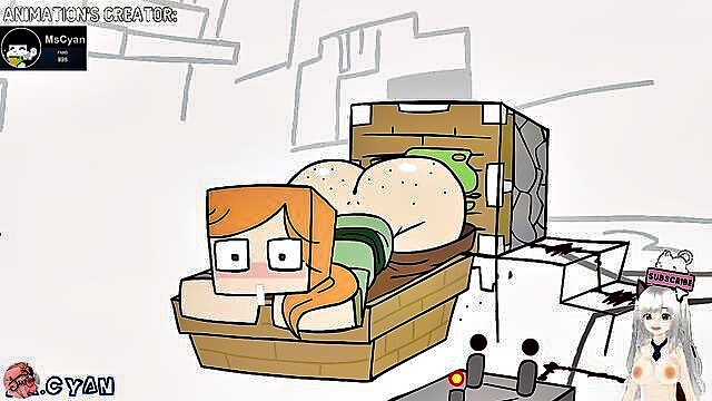 big cock, blonde, big tits - minecraft ass animation