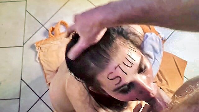 deepthroat, sloppy blowjob, face fuck - rough face fuck with pissing fetish