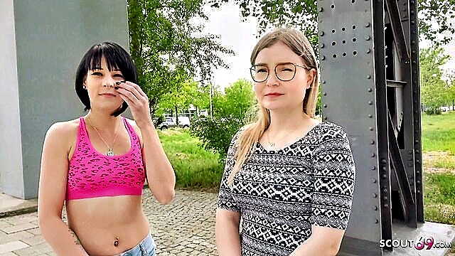 Tiny Emily - german scout two candid girls from berlin i first ffm threesome at real pickup sex mar 2nd 2021 German Scout