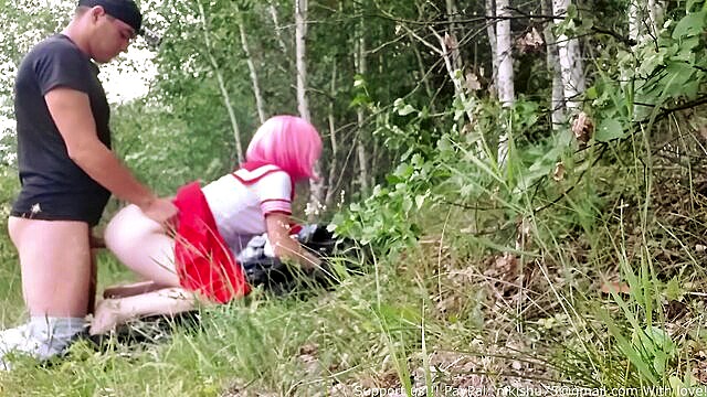 outside, petite, public - adorable anime girl from japan has sex in the woods on september 7th 2019