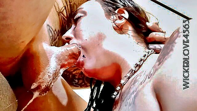 deep throat pie, slobber, spit - grubby face fuck baptism