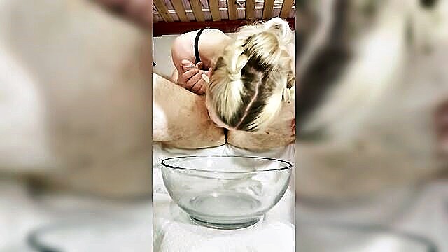 amateur, puke, deepthroat - fill the bowl with puke sex