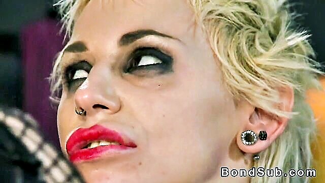 bondage, bdsm, fetish - strapped blonde in bondage