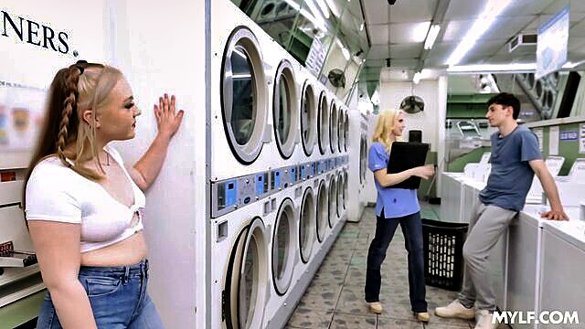 Christine Stevens - a steamy laundromat encounter with a milf and her daughter Lau