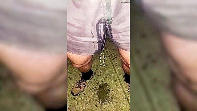wetting, piss, clothed - public pissing shorts
