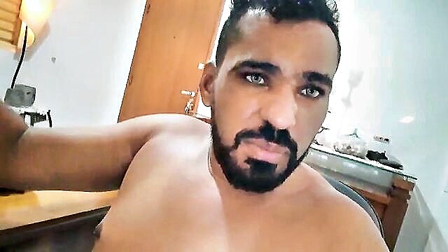 webcam, amateur, solo - bearded arab cock show