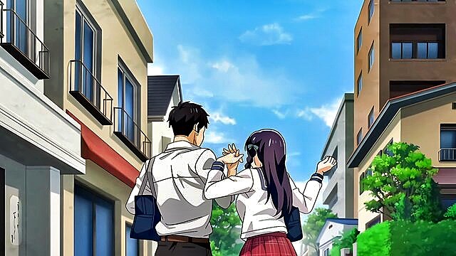schoolgirl, filmed, public sex - hentai teen on stairs