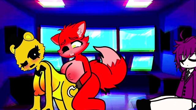 gachafnaf, gachaporn, gacha - golden freddy foxy futa bisexual sex