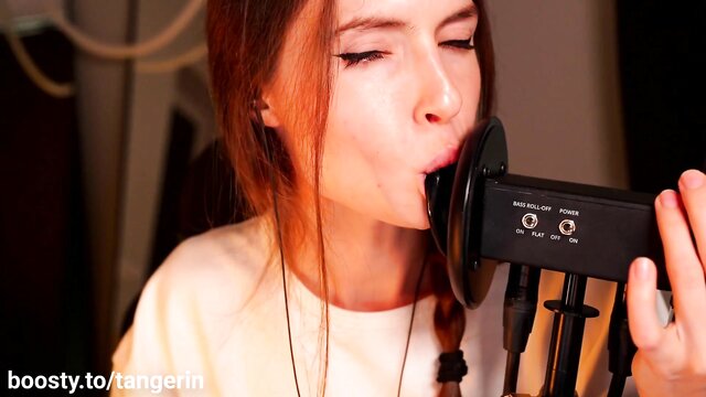ear licking, tangerin, asmr - ear licking asmr with tangerin