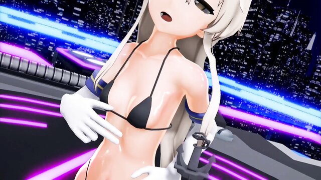 wearing condom, rhea, moegi kazamatsuri (naruto) - mmd shimakaze big juice