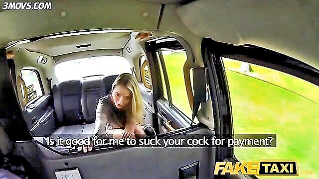 petite, natural tits, blonde - fake taxi blowjob scene