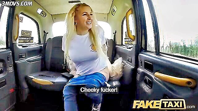 outside, public, point of view - fake taxi hot blonde