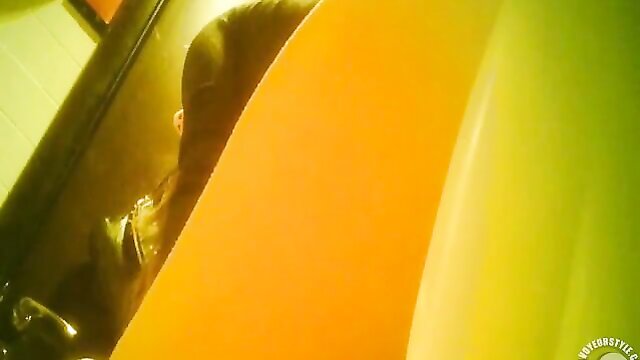 peeing, spying, women - women peeing in restaurant wc