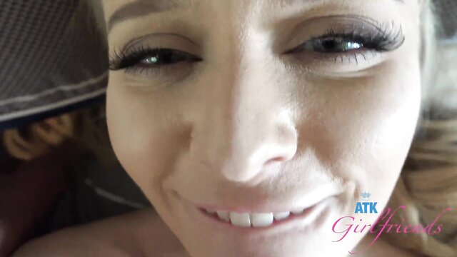 reality, pov, amateur - blondie gives footjob in bed