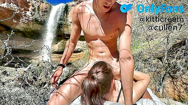 bondage, blowjob, big tits - outdoor public sex