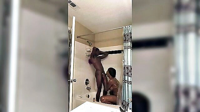 big dick, bbc, shower - blackmilf shower fuck