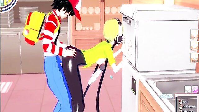 Ahegao - elesa from pokémon gym leader gets fucked in kitchen verlie_hodkiewicz