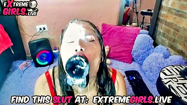 spit, extreme girls, girl deepthroat - camgirl saliva bath