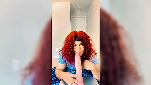 sex toys, blowjob, transsexuals - large white toy sucking