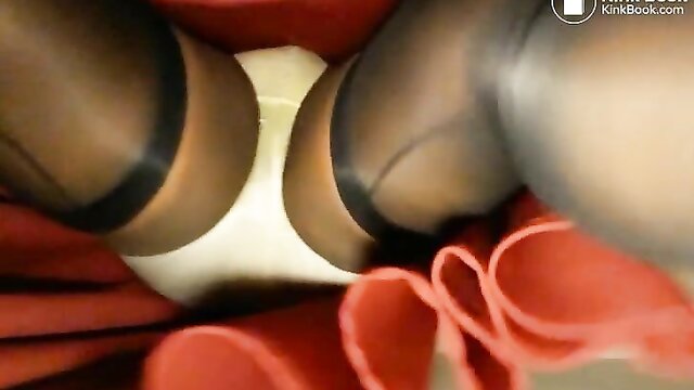 knickers, upskirt, sexy - black seam knitting fetish