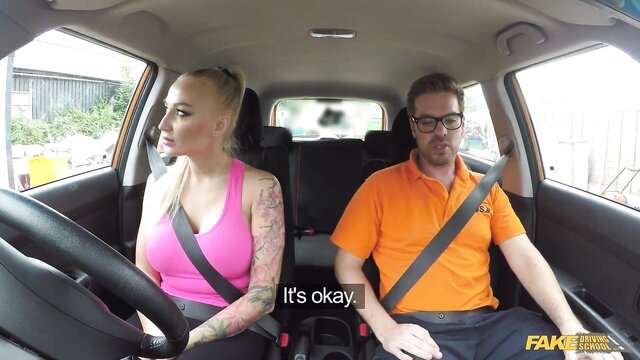 creampie, babe, blonde - fake driving rough blowjob