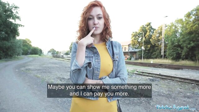 pov, redhead, public - public agent hot redhead