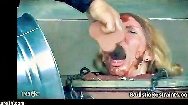 bondage, insex, food play - enslaver feeds his woman sex