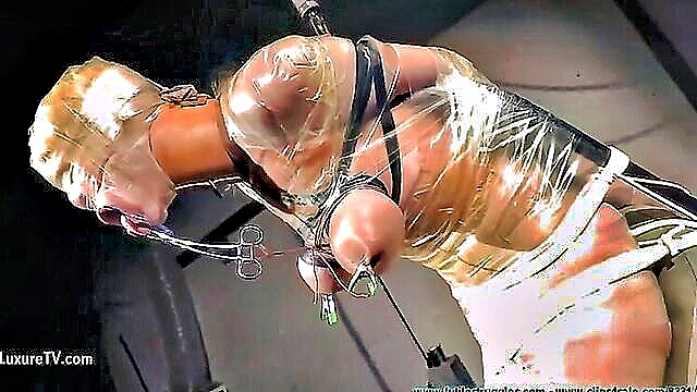 face torture, futile struggles, bondage - woman in chair with needles