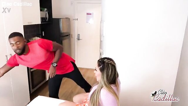 Cleo Cadillac - cleo cadillac gives a blowjob and gets fucked by her cable teacher