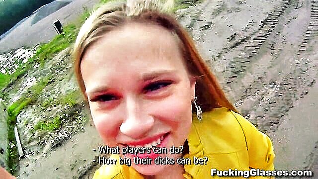 natural, coed, cumshots - blonde babe in public pov