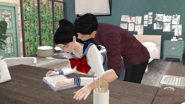 hentai, doggy, anime - hot teacher desk sex