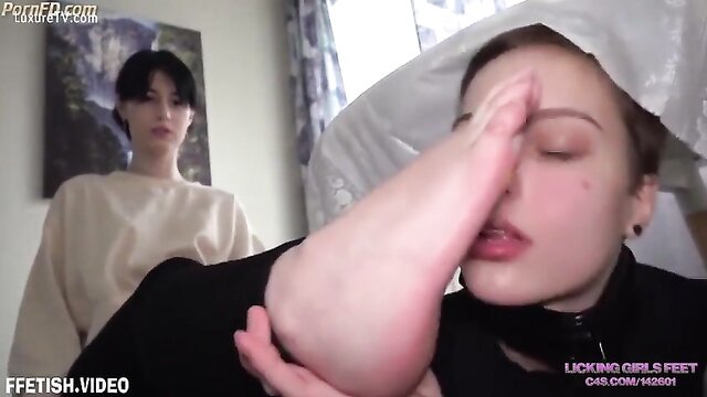 femdom, licking girls feet, feet - foot fetish 2 girls