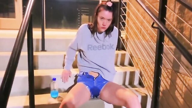 horny, jean shorts, wets - uranus jean shorts pissing