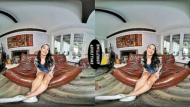 brunette, virtual reality, pov - ryan driller vr sofa