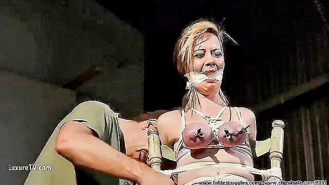 futile struggles, bondage, humiliation - bondage tit struggle