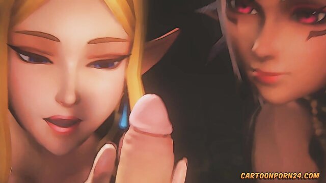 blowjob, blondes, cock licking - princess zelda blowjob