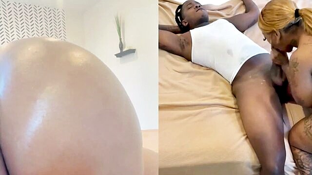 ebony, big tits, big ass - a busty ebony milf indulges in a steamy handjob session