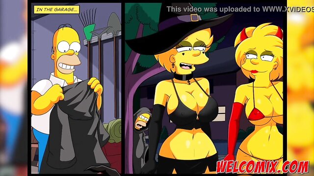 orgy, anime, liza - witches simpsons orgy